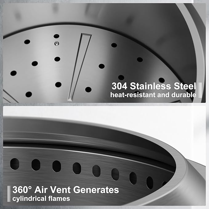 20 Inch Smokeless Fire Pit with Removable Ash Pan, Fire Pits for Outside Wood Burning, Portable Bonfire Outdoor Firepit, Waterproof Bag & Poker Included, Stainless Steel, Camping Backyard
