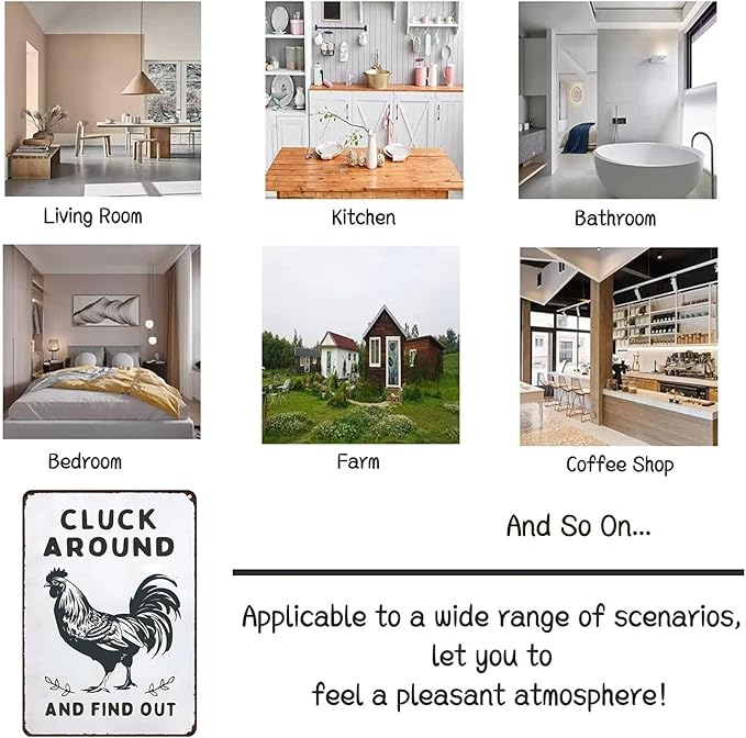 Funny Chicken Gifts Chicken Cluck Around and Find Out Tin Sign for Home Farm Chicken Coop Farmhouse Kitchen Garden Decor 8 X 12 Inch (3020)