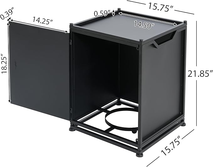 Propane Tank Cover Table for Fire Pits, 20 LB Iron Propane Tank Holder with Side Handles, Outdoor Tank Storage Side Table for Patio, Gas Griddle, Matte Black