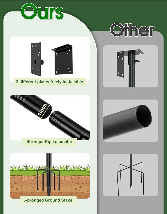 XDW-GIFTS Bird House Pole, 1 Pack 76 Inch Metal Bird Feeder Pole for Outdoor, with 5-Prong Heavy Duty Base for Birdhouse Mounting, Weather Station