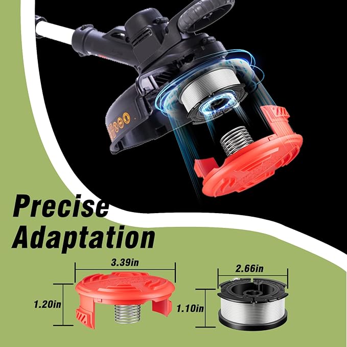 7 Pcs AF-100 Weed Eater Strings Compatible with Black and Decker Weed Eater, 0.065’’ AFS Automatic Feed Replacement Spool, 6 Pcs Spools(180ft Total), 1 Pcs RC-100-P Trimmer Cap and Spring