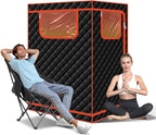 Smartmak Portable Infrared Sauna, 1-2 Person X-Large Infrared Sauna Box, Full Size Personal Home Sauna Tent, with Adjustable Folding Chair, Remote Control, LED Red Light (Black-2 Person)