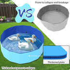 Upgraded Large Duck Pool with Drain Plug, 39 x 12 Inch Extra Tough PVC Ducks Swimming Pool for Pet, Dogs, Cats, Blue Hard Plastic Portable Foldable Pond for Indoor Outdoor Use