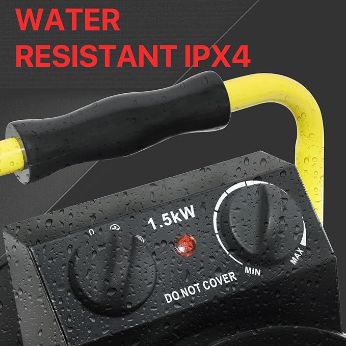 EAGLE PEAK 1500W Greenhouse Heater, Suitable for Greenhouse, Grow Tent, Garage, Cellar, and RV Use, Water Resistant IPX 4 Rated, Overheat Protection, Radiant Heating, 1 Pack, Black