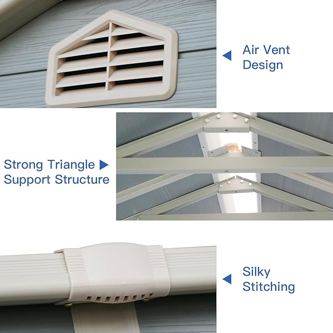 JT 4×6ft Resin Outdoor Storage Shed,Outdoor Storage Shed with Floor & Window to Store Patio Furniture, Garden Tools Bike Accessories, Beach Chairs and Lawn Mower. (4ft×6ft)