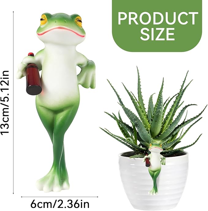 Resin Frog Garden Decor, Tipsy Frog Flower Pot Decoration for Garden Outdoor Decor, Tipsy Frogs Pot Hugger for Home Garden Fence Patio Yard Decor
