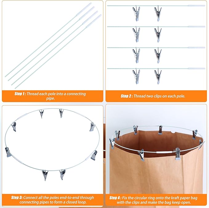 Bag Holder for Paper Yard Waste Bags or Lawn Bag Holder for Easy Leaf Collecting, Paper Lawn Bag Opener