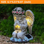 Solar Garden Outdoor Statues Lights, Resin Angel Figurine Light for Patio, Balcony, Yard, Lawn Ornament, Unique Housewarming Gifts and Yard Decor (Prayer Angel)