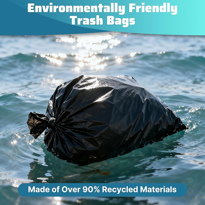 30-35 Gallon Trash Bags 100 Count, 20 Micron HDPE, Durable & Tear-Resistant Trash Can Liners, Large Black Garbage Bags for Household waste, kitchen waste, yard trash & packing leaves