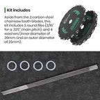 (2-Set) 9" x 20T Chainsaw Tooth Brush Blades - Weed Eater Saw Blade Kit with 2 Carbon Steel Round Chainsaw Blades, 3 Round Files, and 4 Washers for Brush Cutters, String Trimmers, and Weed Wreckers