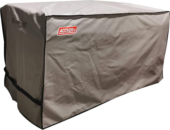 L Storage Box cover with Straps and Handles, Waterproof Heavy Duty Outdoor Furniture Winter Cover for Keter, Suncast, Lifetime(Deck Box Cover, 52.7"(L) 26.7"(D) 26.7"(H) Brown