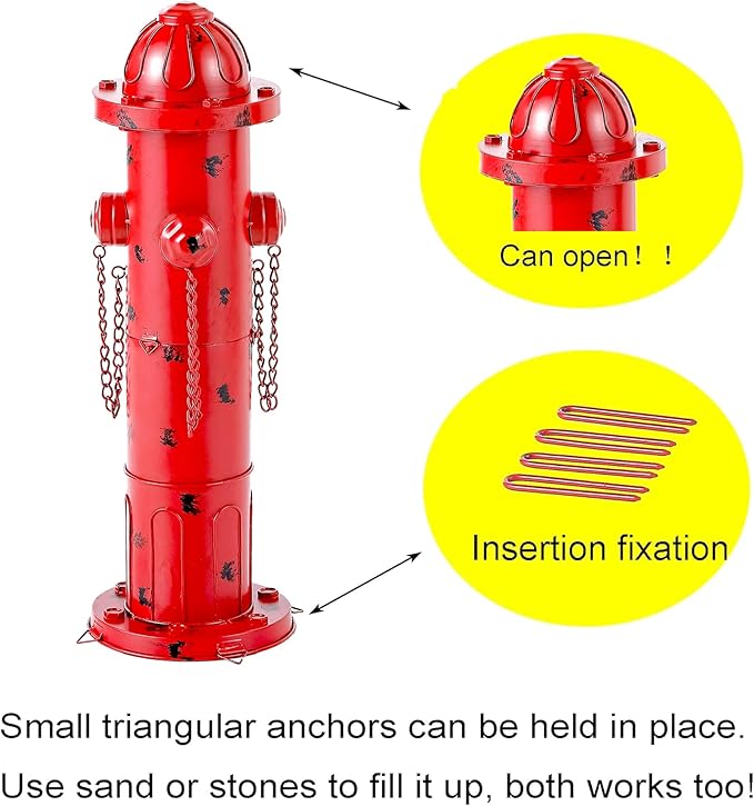 24" H Metal Fire Hydrant for Dogs to Pee On, Vintage Mid & Large Dog Fire Hydrant Pee Post for Outdoor Decor