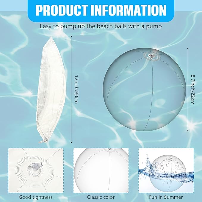 2 Pcs Inflatable Beach Ball 8 inch Swimming Pool Balls Summer