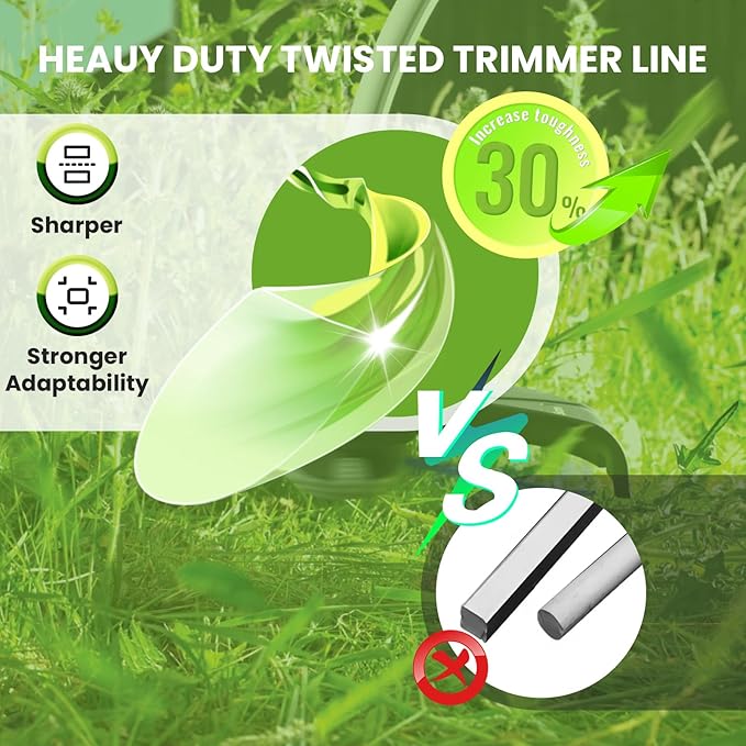 080 Trimmer Line Heavy Duty, Twisted Weed Eater String .080, 080 String Trimmer Line 0.08In-1480Ft-3Lb Twisted Weed Wacker String .080 Compatible with Ryobi, Ego, Greenworks String Trimmers and more