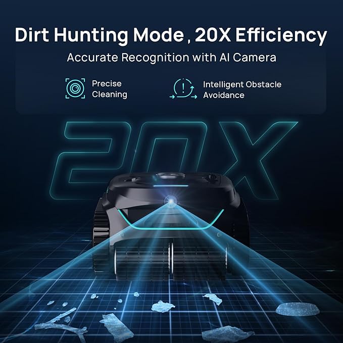 (2025 New) WYBOT C2 Vision Robotic Pool Cleaner with Camera, 8-in-1 Pool Vacuum for Inground Pools, Powerful Suction, Ultra-Fine Filter Pool Robot, Wall Climbing, Smart Navigation, Black