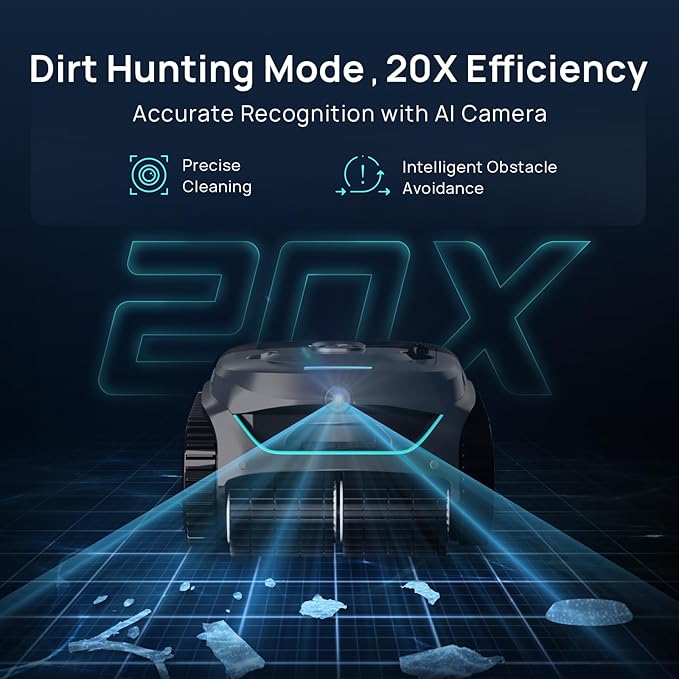 (2025 New) WYBOT C2 Vision Robotic Pool Vacuum with AI Camera, Ultra-Fine Filtration Pool Cleaners for Above&Inground Pools, Comprehensive 8 Mode, Wall Climbing, Smart Navigation, Gray