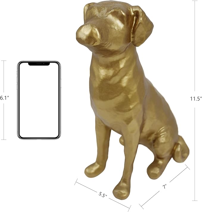 The Labrador Sculpture 11.5x7x5.5 inches, Dog Statue for Home Decor Accents, Gold Lab Retriever Figurine, Suitable for Coffee Table, Home Office Dining Living Room Entryway, Housewarming Birthday Gift