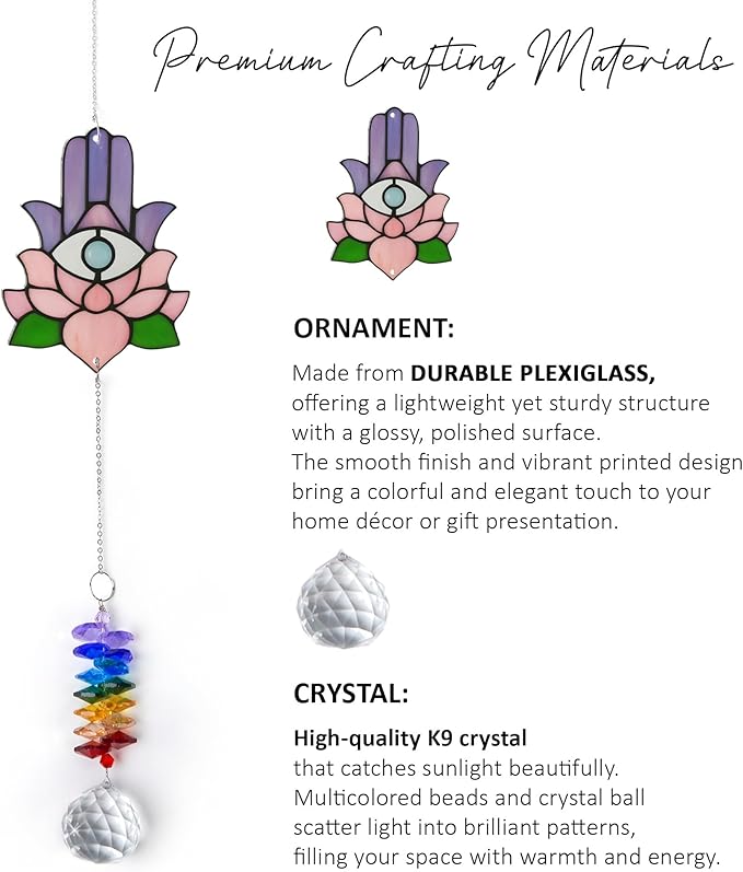 1 Layered Ornament Suncatcher - Hamsa Hand - Spiritual Protection Gift - Hand of Fatima Keepsake - Christmas Birthday Presents for Women, Men - Boho Home Decoration - Protection Hanging Decor