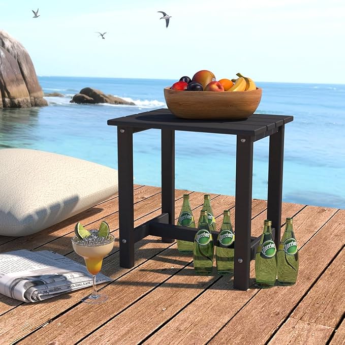 OTSUN Outdoor Side Table, End Table for Adirondack Chair, 18" Patio Table for Porch, Yard, Weather Resistant, Black