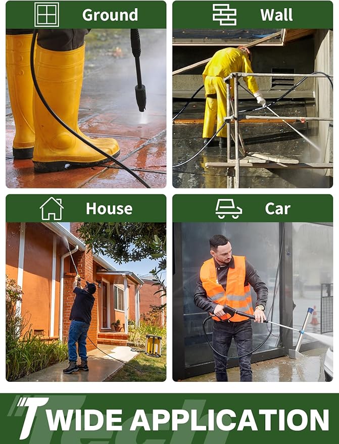 3/8" 4800PSI Pressure Washer Hose 75FT with Swivel Quick Connect for Cold/Hot Water Max 248°F, Kink Resistant Steel Wire Braided, Wear Resistant Power Washer Hose with M22 14mm Adapter