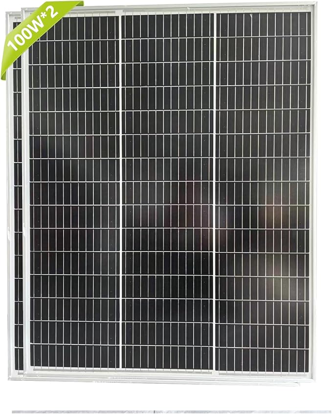 2pcs 100 Watt Monocrystalline Solar Panel High Efficiency 24V Solar Panel for RV, Camping, Off-Grid, Waterproof, Durable Outdoor Solar Charger for Emergency Power