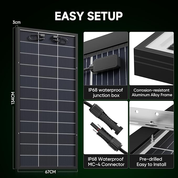 1000 Watt Solar Panels Bifacial 200 Watt Solar Panel 5 Pack 18BB Monocrystalline A+ Cell High-Efficiency Module PV Power Charger Homes Camping RV Battery Boat Caravan Other Off-Grid Applications