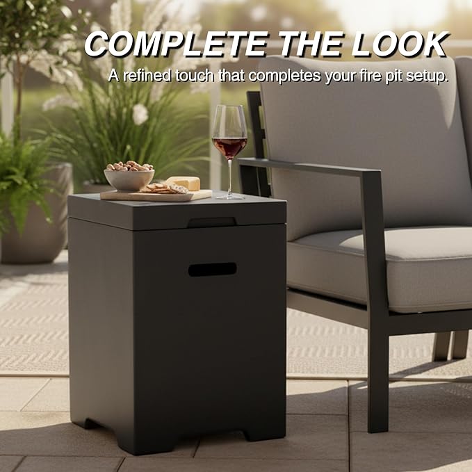 Propane Tank Cover Table for Fire Pits, 20 LB MGO Propane Tank Holder with Side Handles, Outdoor Tank Storage Side Table for Patio, Gas Griddle, Dark Gray