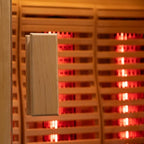 2-Person Far Infrared & Steam Dual-System Sauna Room, Hybrid Indoor Wooden Sauna with 3.5KW Heater, 6 Heating Elements and Heating Stove, Built-in Sound System, Oxygen Bar, 7-Color Lights,220V