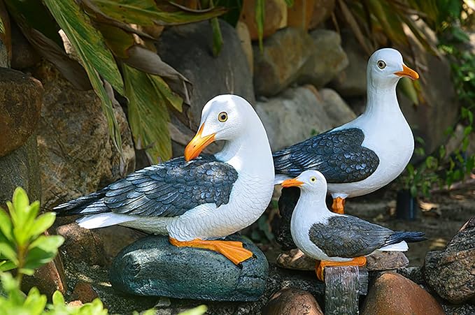 coolboy Real Seagull Figurine Garden Decorations,Seagull Statue Outdoor Decoration,Sea Bird Figurine Nautical Statue Coastal Beach Home Decorations Nautical Seagull Sculpture