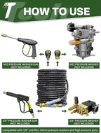 3/8" 4800PSI Pressure Washer Hose 200FT with Swivel Quick Connect for Cold/Hot Water Max 248°F, Kink Resistant Steel Wire Braided, Wear Resistant Power Washer Hose with M22 14mm Adapter