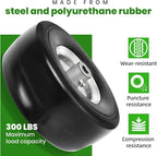 (4-Pack) 9x3.50-4” Flat Free Lawnmower Tire with 4" Centered Hub, 3/4" Bushings and Wheel Assemblies - PU Tire on Wheel and Adapter Kits