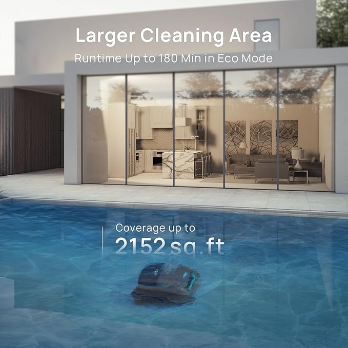 (2025 New) WYBOT C2 Vision Robotic Pool Vacuum with AI Camera, Ultra-Fine Filtration Pool Cleaners for Above&Inground Pools, Comprehensive 8 Mode, Wall Climbing, Smart Navigation, Gray
