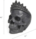 Newman House Studio Skull-Decor Halloween-Decorations - Vintage-Human Head-Sculpture with Crown for Indoor Skull Figurine Home Party Gothic Witchy Room Decor 3.7L x 2.8W x 4.2H inch