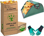 30 Gallon Heavy Duty Brown Paper Lawn Leaf Bags with Leaf Collector Leaf Loader 2-Ply Heavy Duty Large Kraft Paper Bags (10 Count) | Tear Resistant Yard Waste Bag for Home and Garden
