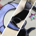 Black Cat Suncatcher for Stained Glass Windows Hanging,6.7“x6.1 Handmade Stained Glass Cat Gifts for Women,Witchy Gifts for Women,Birthday,Christmas,Mother's Day