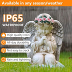Solar Garden Outdoor Statues Lights, Resin Angel Figurine Light for Patio, Balcony, Yard, Lawn Ornament, Unique Housewarming Gifts and Yard Decor (Prayer Angel)