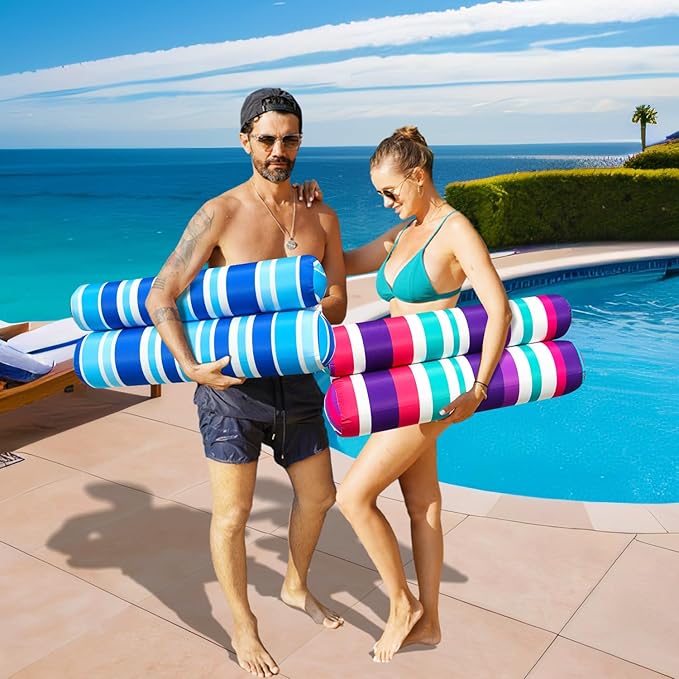 FindUWill 2 Pack Fabric Water Swimming Pool Floats Hammock, XL, Inflatable Multi-Purpose Water Hammocks Floaties (Saddle, Lounge Chair, Hammock, Drifter), Pool Float Lounger for Adults Vacation