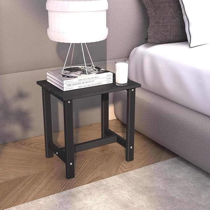 OTSUN Outdoor Side Table, End Table for Adirondack Chair, 18" Patio Table for Porch, Yard, Weather Resistant, Black