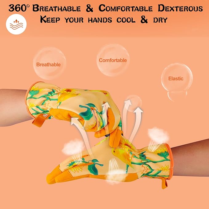 Leather-Gardening-Gloves for Women,Thorn-Proof Work-Gloves for Weeding,Digging,Planting,Pruning Yard garden Gloves