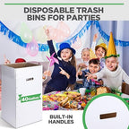 Tioncy 5 Pcs Cardboard Trash Cans Disposable and Reusable Corrugated Cardboard Trash Cans Recycling Bins Bulk with 10 Garbage Bags White Garbage Boxes for Parties Events