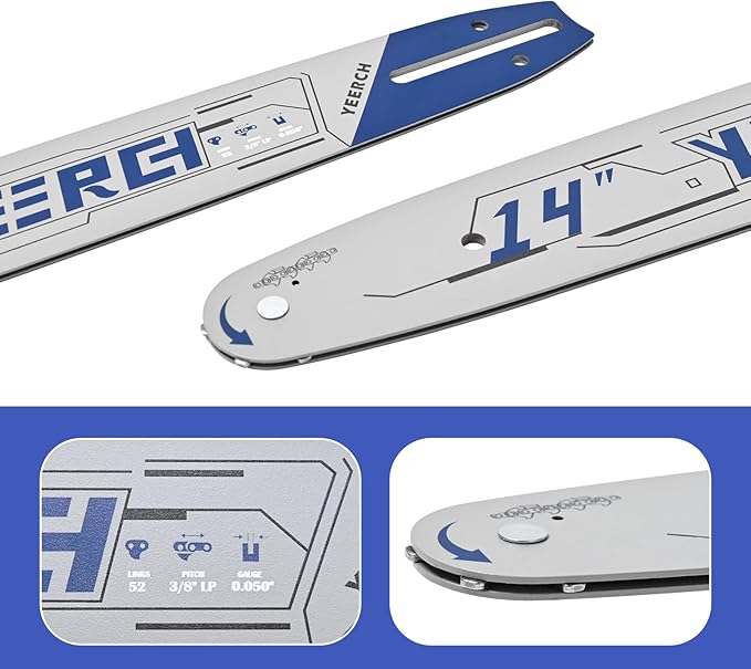 14 Inch Chainsaw Bar 52 Drive Links 3/8"LP Pitch .050" Gauge, 14 Chainsaw Guide Bar, Chainsaw Accessories Fits for Echo, Craftsman, Homelite, Poulan and More(2 Pack)