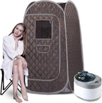 Smartmak Portable Steam Sauna, Full Body Personal Home Spa, Foldable Saunas Tent with 4L & 1500W Large Steam Generator, 16 Levels Remote Control, Upgraded Chair Included for Relaxation(DarkGrey)