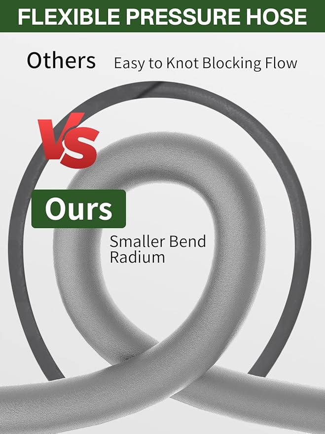 3/8" 4800PSI Pressure Washer Hose 75FT with Swivel Quick Connect for Cold/Hot Water Max 248°F, Kink Resistant Steel Wire Braided, Wear Resistant Power Washer Hose with M22 14mm Adapter