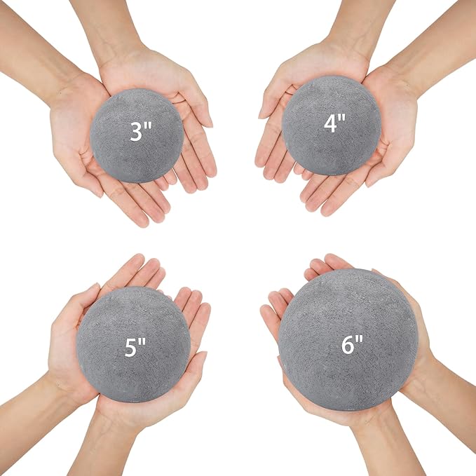 Skyflame Ceramic Fireplace Balls, Set of 12 Round Fire Stones Set for Indoor and Outdoor Fire Pits or Fireplaces Accessory, 4 Inch, Gray