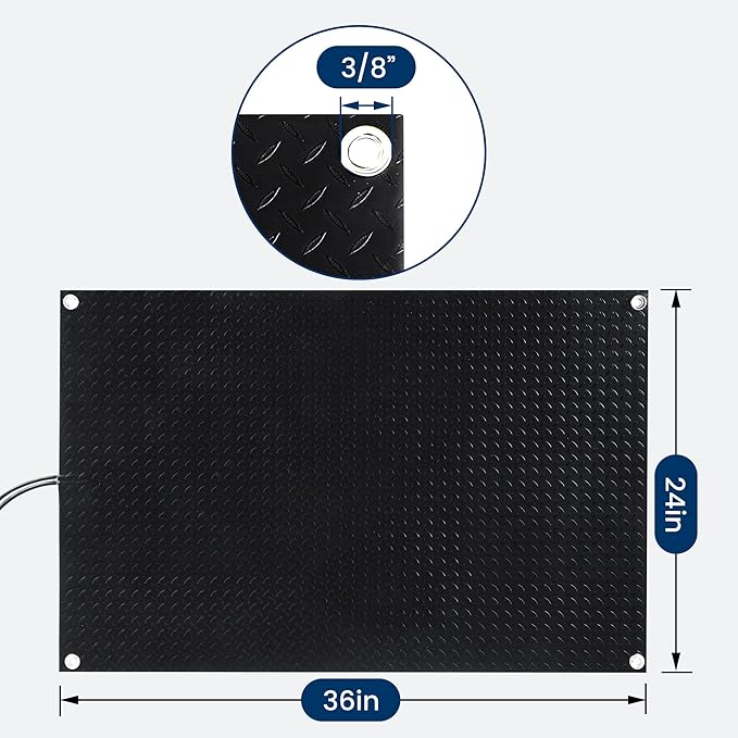 Heated Snow Melting Mat for Outdoor Stairs, Non-Slip (24in x 36in)
