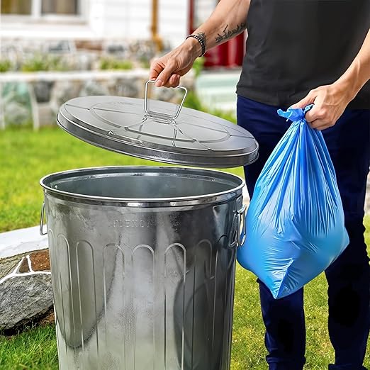 Plexon 20 Gallon Metal Trash Can with Lid Outdoor Galvanized Steel Large Garbage Can