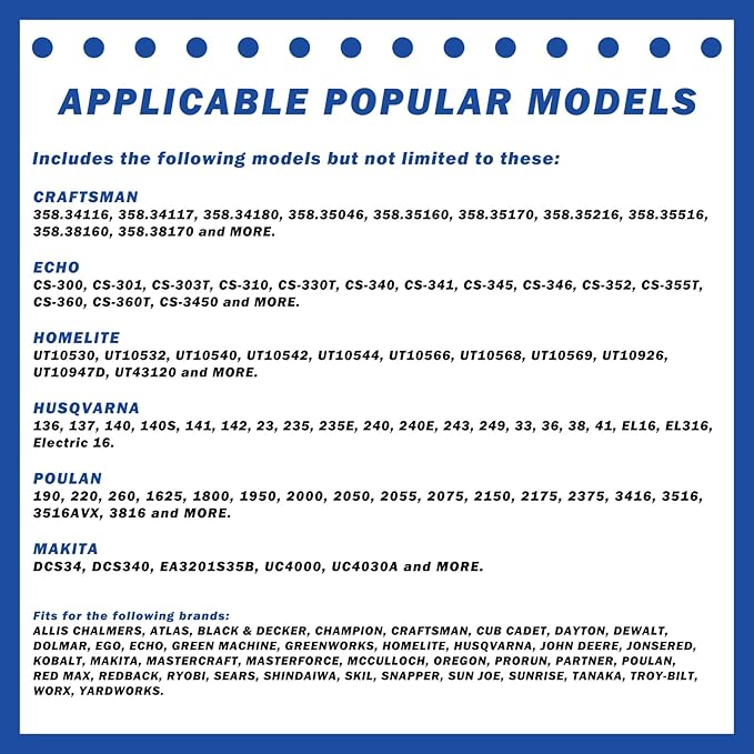 16 Inch Chainsaw Bar 56 Drive Links 3/8"LP Pitch .050" Gauge, 16 Chainsaw Guide Bar, Chainsaw Accessories Fits for Craftsman, Earthwise, Homelite and More(2 Pack)