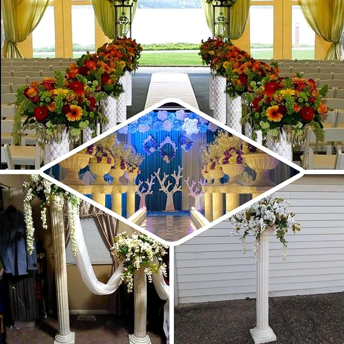 Efavormart 4 Pillars/Set 3ft Tall Roman Decorative Wedding Party Columns PVC Pillars 36" Height (Adjustable)