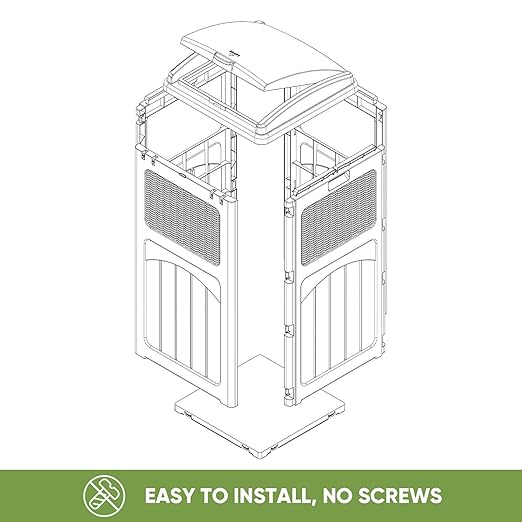 Patiowell 36 Gallon Outdoor Trash Can, Resin Outdoor Garbage Can with Lid for Patio, Backyard, Deck, Dark Brown (2 Pack)