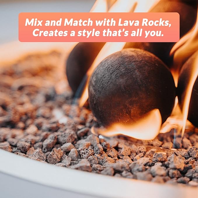 Skyflame Ceramic Fireplace Balls, Set of 12 Round Fire Stones Set for Indoor and Outdoor Fire Pits or Fireplaces Accessory, 4 Inch, Black